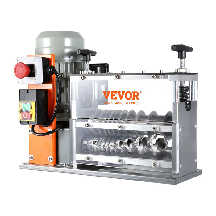 VEVOR Automatic Wire Stripping Machine, 0.06''-1.57'' Electric Motorized Cable Stripper, 750 W, 98 ft/min Wire Peeler with Visible Stripping Depth Reference, 10 Channels for Scrap Copper Recycling