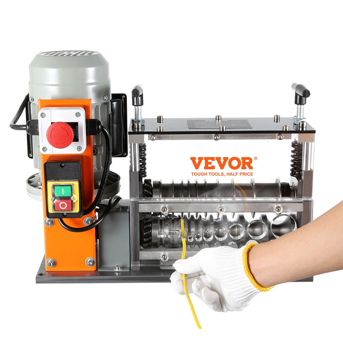 VEVOR Automatic Wire Stripping Machine, 0.06''-1.57'' Electric Motorized Cable Stripper, 750 W, 98 ft/min Wire Peeler with Visible Stripping Depth Reference, 10 Channels for Scrap Copper Recycling