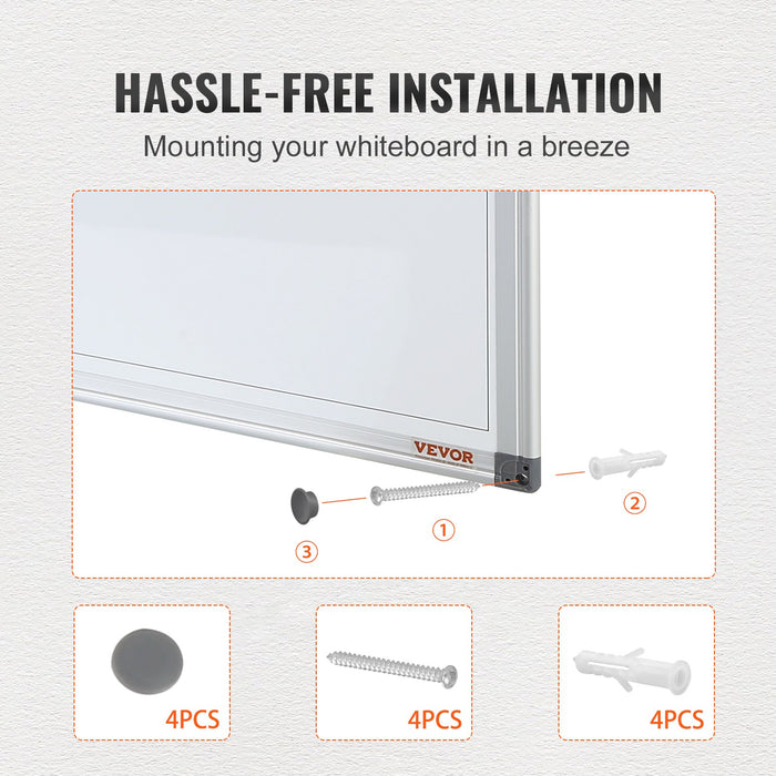 VEVOR Magnetic Whiteboard Dry Erase Board 36" x 24" Wall Mounted for Office