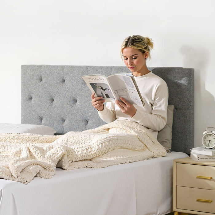 VEVOR Headboard, Full Size Headboard with Adjustable Height, Comfortable Diamond Tufted for Full Size Bed, W 56.3 x Hï¼?5.6-47.4）inches, Ideal for Bedroom, Hotel, Homestay, Dormitory, Light Grey