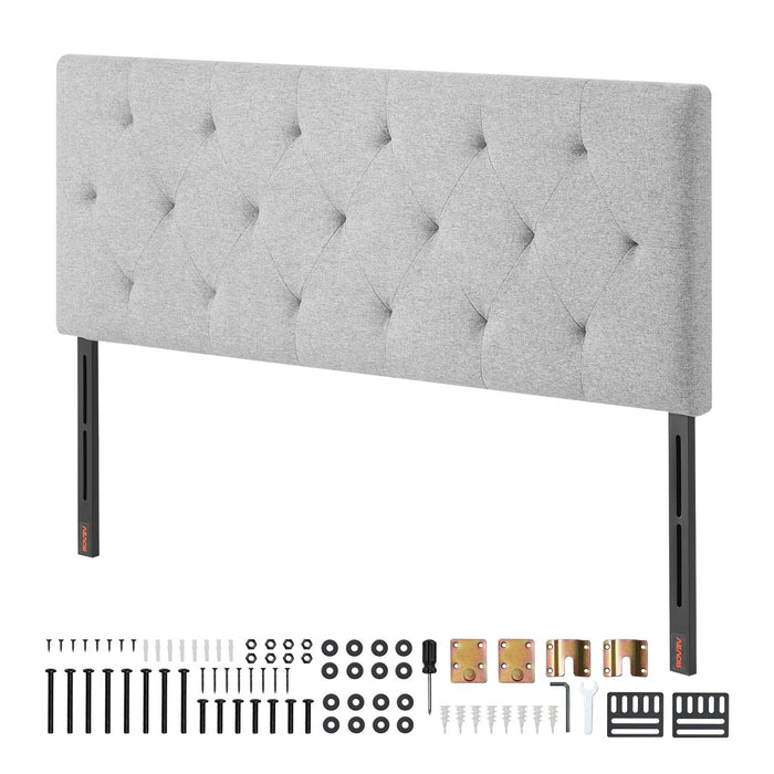 VEVOR Headboard, Full Size Headboard with Adjustable Height, Comfortable Diamond Tufted for Full Size Bed, W 56.3 x Hï¼?5.6-47.4）inches, Ideal for Bedroom, Hotel, Homestay, Dormitory, Light Grey