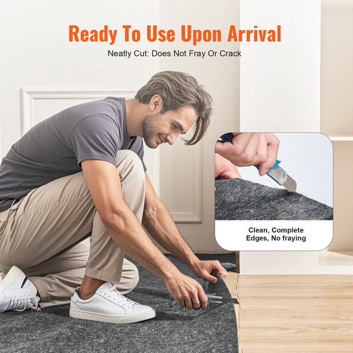 VEVOR Rug Pad Without Slip Resistance, Protective Cushioning Carpet Pad, 8' x 10', 1/2"Thick, 100% Pure Polyester Felt, 7-8ãŽ?Premium Comfort Underfoot Carpet Padding Rug Cushion for All Floors, Gray