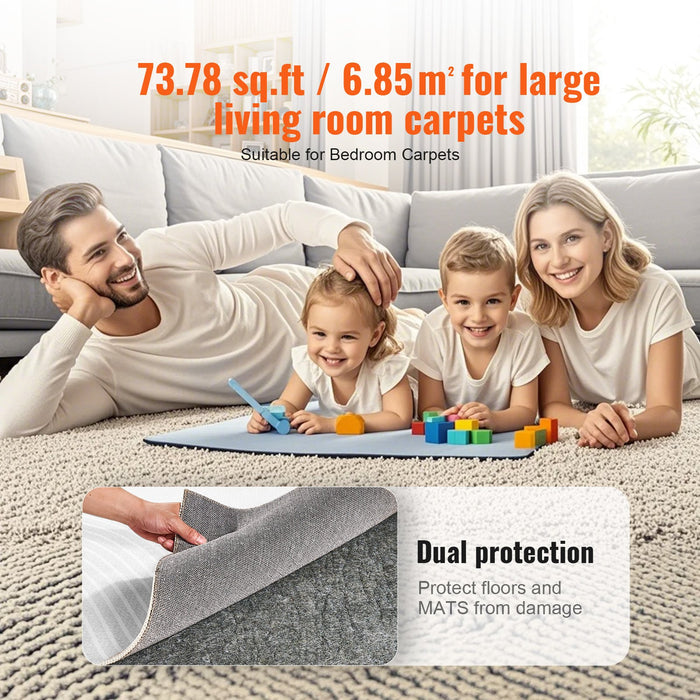 VEVOR Rug Pad Without Slip Resistance, Protective Cushioning Carpet Pad, 8' x 10', 1/2"Thick, 100% Pure Polyester Felt, 7-8ãŽ?Premium Comfort Underfoot Carpet Padding Rug Cushion for All Floors, Gray