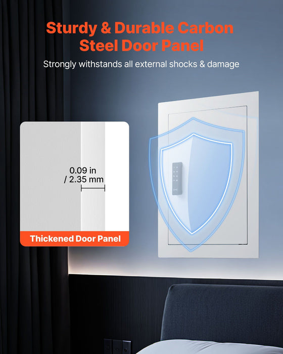 0.83 sq.ft Wall Safe, 3-Tier Hidden Wall Safe with Password, Key & Turning Knob, Q235 Cold-Rolled Steel In-Wall Box with Adjustable Shelves & Mounting Holes for Money, Jewelry, Passport, White