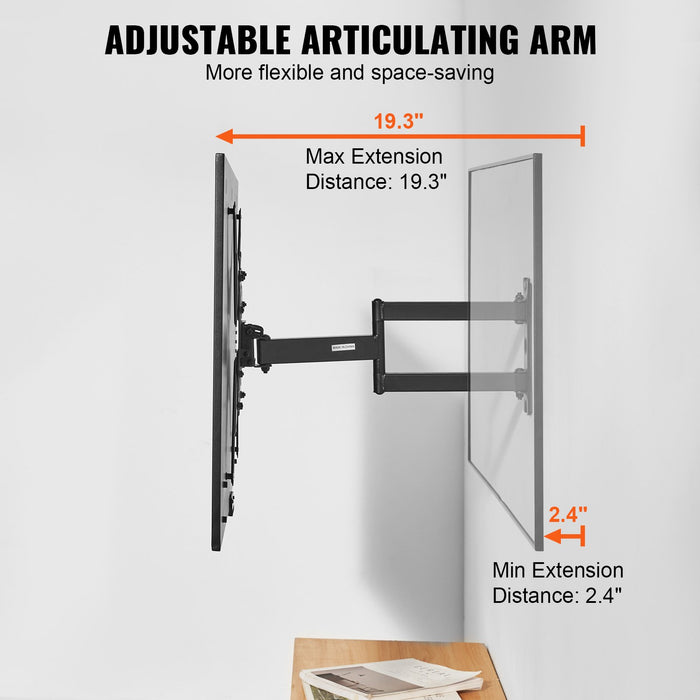 VEVOR Full Motion TV Mount Fits for Most 26-55 inch TVs, Swivel Tilt Horizontal Adjustment TV Wall Mount Bracket with Articulating Arm, Max VESA 400x400mm , Holds up to 99 lbs