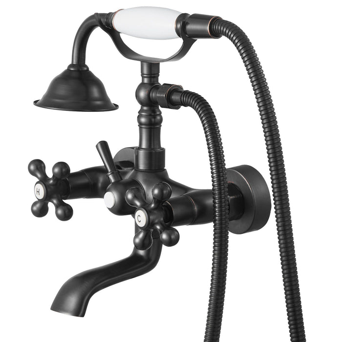 Clawfoot Tub Faucet, Wall Mount Bathtub Faucets with Handheld Shower, Vintage Oil-Rubbed Bronze Clawfoot Tub Filler Faucet Shower Kit with Adjustable Swing Arms & 360° Rotation Spout for Bathtubs