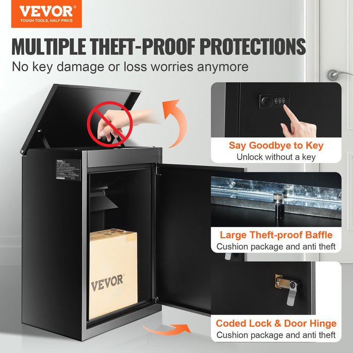 VEVOR Package Delivery Boxes for Outside 15.4" x 10.6" x 20.5" with Coded Lock