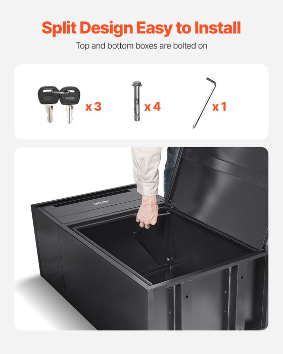 VEVOR Package Delivery Boxes for Outside, 90.9 cm Mailbox for Parcel with Lock, Galvanized Steel Package Drop Box with Anti-Theft Design, Weather-Resistant Package Mailbox for Home and Office, Black
