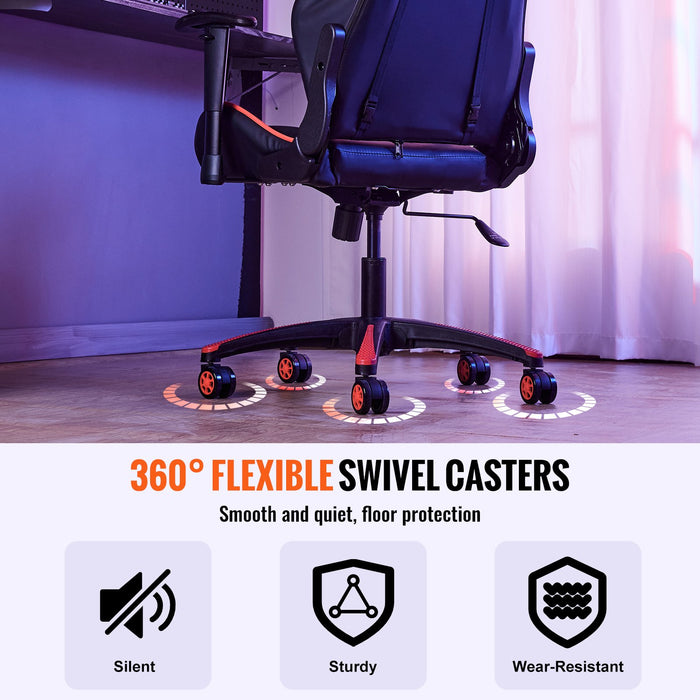 VEVOR Office Chair Base Replacement, 710 mm, 1134 kg Static Load, Heavy Duty Universal Computer Desk Chair Stool Base Part with 5 Casters and Reinforced Legs, Desk Chair Base Replacement, Black + Red