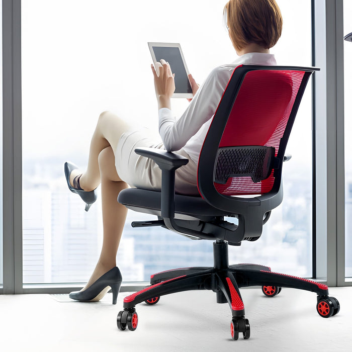 VEVOR Office Chair Base Replacement, 710 mm, 1134 kg Static Load, Heavy Duty Universal Computer Desk Chair Stool Base Part with 5 Casters and Reinforced Legs, Desk Chair Base Replacement, Black + Red