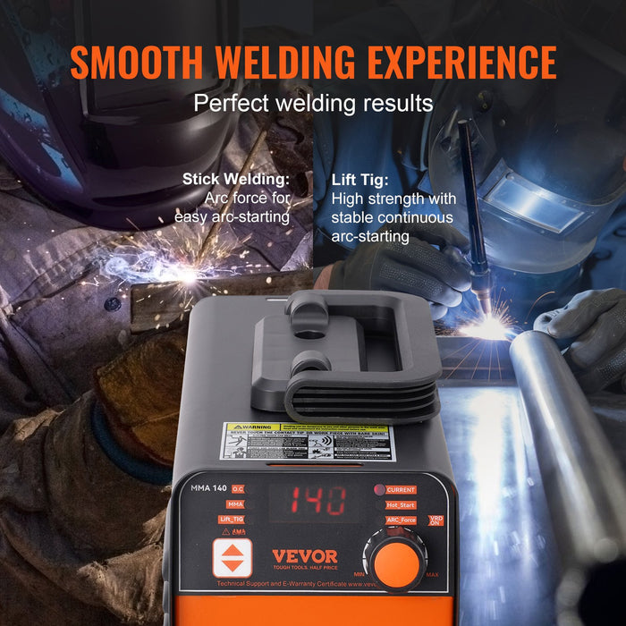 VEVOR ARC Stick Welder 220V 140A Stick/Lift TIG 2-in-1 Welding Machine Hot Start