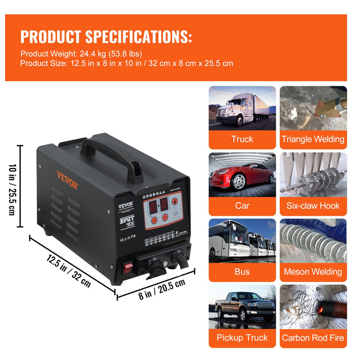 VEVOR Stud Welder Dent Repair Kit, Spot Welding Machine with Slide Hammer Dent Puller, Professional Dent Removal Kit for Auto Body Dent Repair