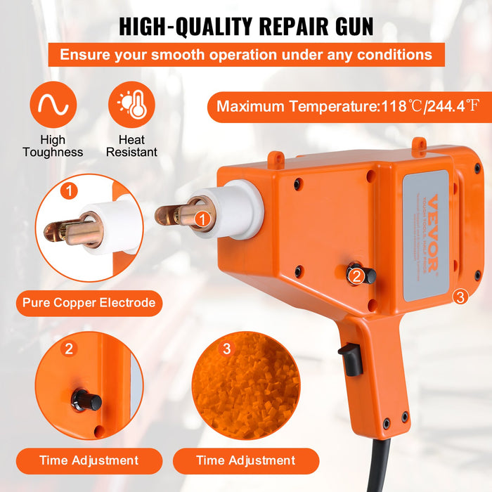 VEVOR Stud Welder Kit, 1600A Stud Welder Dent Repair Kit, 800VA Spot Welder Stud, 220V Stud Gun Dent Puller Kit with Complete Accessories, Dent Welder Repair for Auto Body Repairing