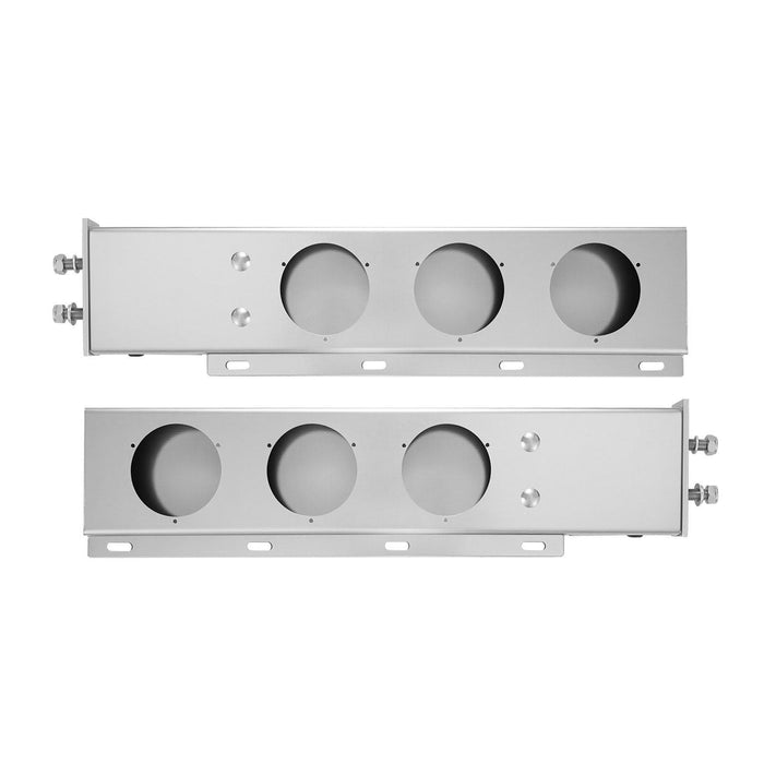 Stainless Steel Mud Flap Hangers with Light Cutouts, 2-1/2" (63.5mm) Bolt Spacing, Spring Loaded Mudflap Hangers for Semi Trucks, 1 Pair Heavy Duty Semi Truck Mud Flap Hanger Set, Silver