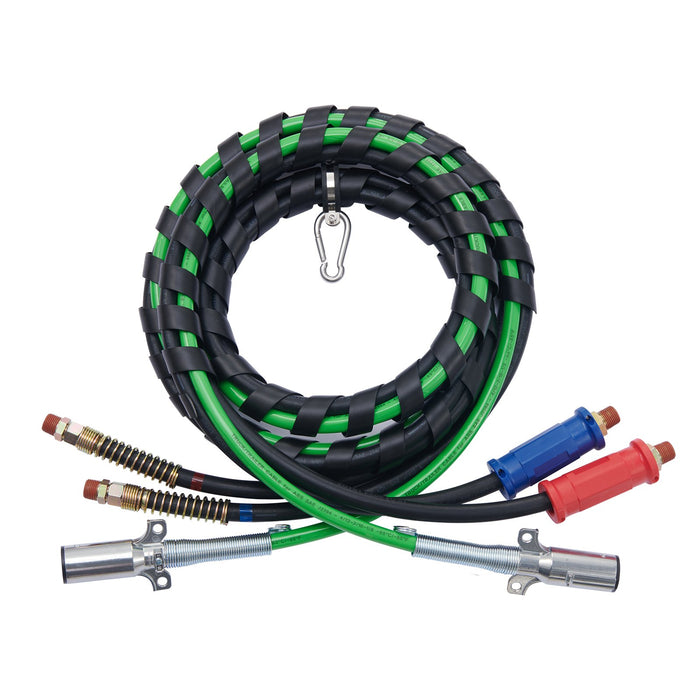 VEVOR 12FT Semi Truck Air Lines Kit with 2PCS Glad Hands, 3-in-1 Air Hoses & 7 Way ABS Electric Power Line, with 2PCS Gladhand Handles, 4PCS Seals and Tender Spring Kit for Semi Truck Trailer Tractor