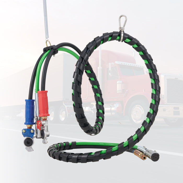VEVOR 15FT Semi Truck Air Lines Kit, 3-in-1 Air Hoses & ABS Power Line for Semi Truck Trailer Tractor, 7-Way Plug Electrical Cord Cable and Rubber Air Lines Hose Assembly Kit with Hook & Teflon Tape