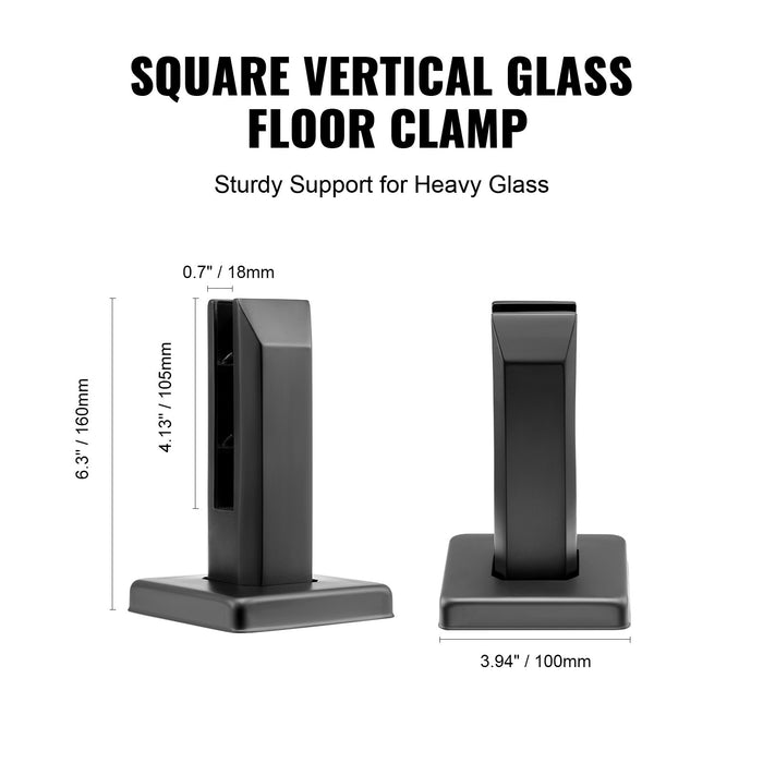 VEVOR Glass Clamp, 10 PCS Square Glass Railing Bracket for 0.31 "-0.47 " Tempered Glass, 304 Stainless Steel Glass Mounting Clamp, 0.12â€?Thick Glass Shelf Bracket for Balcony, Garden, Deck, Stair