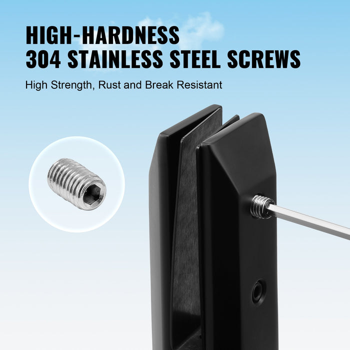 VEVOR Glass Clamp, 10 PCS Square Glass Railing Bracket for 0.31 "-0.47 " Tempered Glass, 304 Stainless Steel Glass Mounting Clamp, 0.12â€?Thick Glass Shelf Bracket for Balcony, Garden, Deck, Stair
