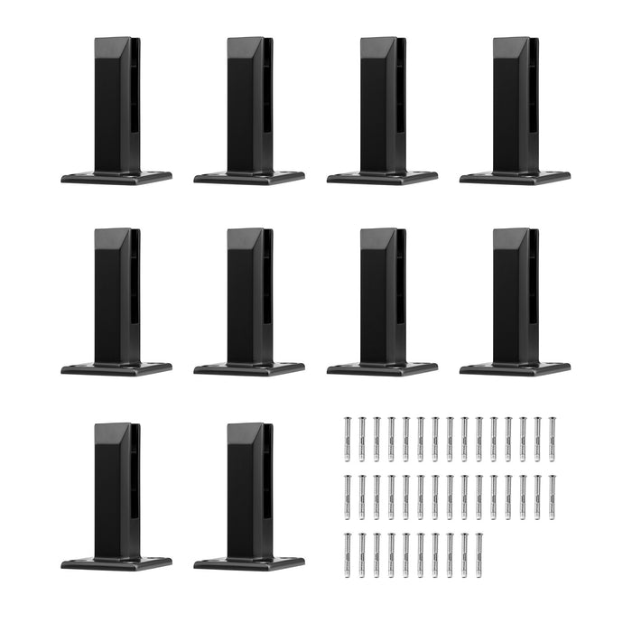 VEVOR Glass Clamp, 10 PCS Square Glass Railing Bracket for 0.31 "-0.47 " Tempered Glass, 304 Stainless Steel Glass Mounting Clamp, 0.12â€?Thick Glass Shelf Bracket for Balcony, Garden, Deck, Stair