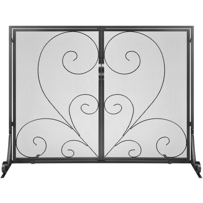VEVOR 990x802MM Fireplace Screen 2-Panel Iron Mesh Spark Guard Vintage Black
