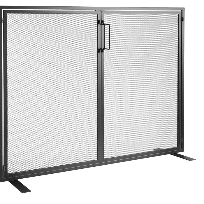VEVOR Fireplace Screen 1 Panel with Door, Sturdy Iron Mesh Fireplace Screen, 990(L) x780(H)MM Spark Guard Cover, Simple Installation, Free Standing Fire Fence Grate for Living Room Home Decor Modern