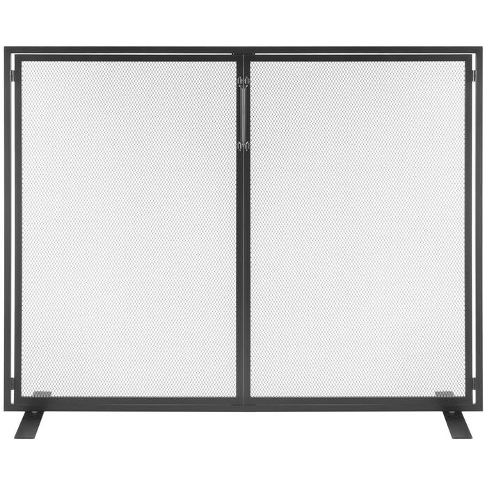 VEVOR Fireplace Screen 1 Panel with Door, Sturdy Iron Mesh Fireplace Screen, 990(L) x780(H)MM Spark Guard Cover, Simple Installation, Free Standing Fire Fence Grate for Living Room Home Decor Modern