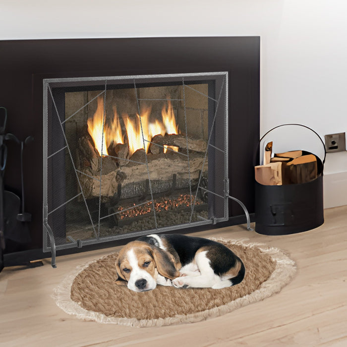 VEVOR Fireplace Screen Single Panel, Sturdy Iron Mesh Fireplace Screen, 906(L) x720(H)MM Spark Guard Cover, Simple Installation, Free Standing Fire Fence Grate for Living Room Home Decor Modern