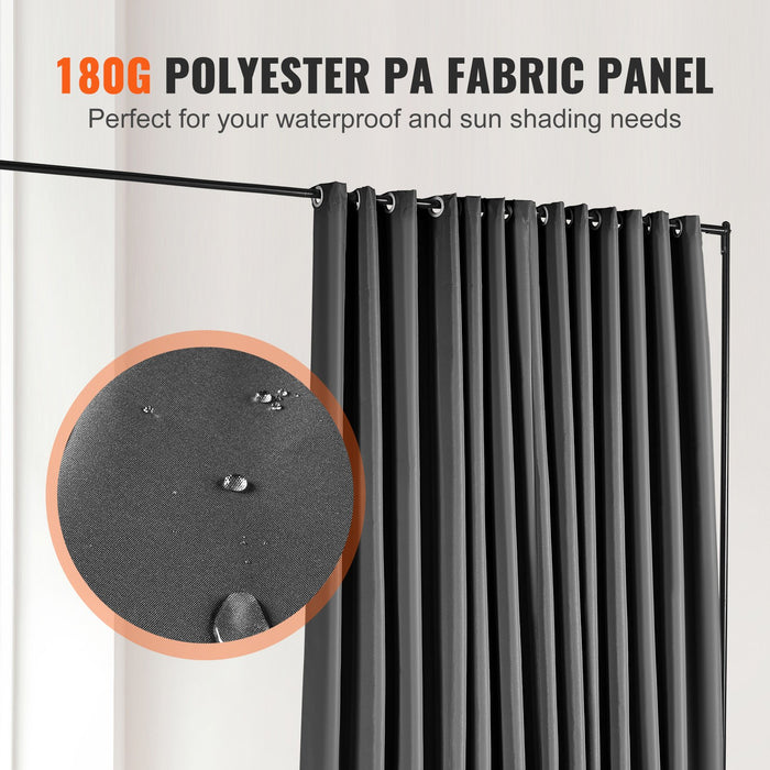 VEVOR Room Divider, 8 ft x 10 ft (96 x 120inch) Portable Panel Room Divider with Wheels Curtain Divider Stand, Room Divider Privacy Screen for Office, Bedroom, Dining Room, Study, Black