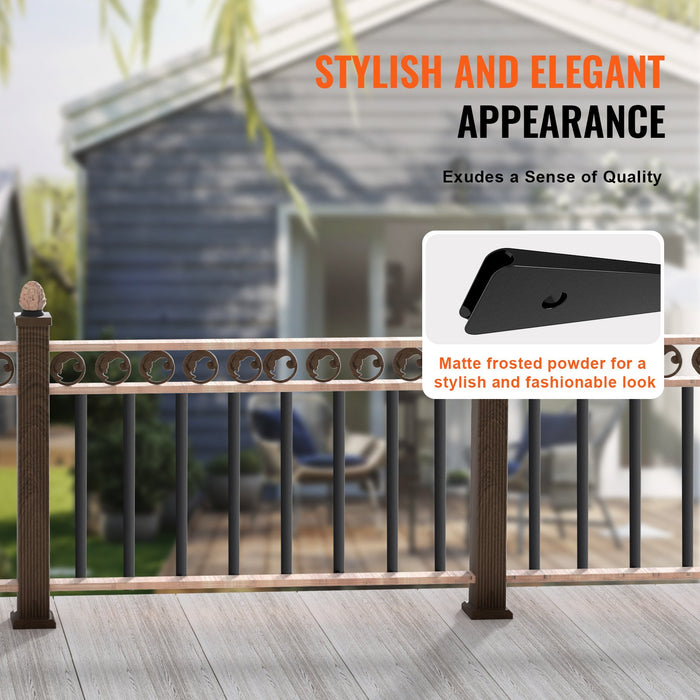 VEVOR Staircase Metal Balusters, 32.28"x1"x0.2" Flat Aluminum Alloy Decorative Banister Spindles, 51 Pack Deck Baluster with Screws, Classic Hollow Deck Railing Satin Black Powder Coated for Porch