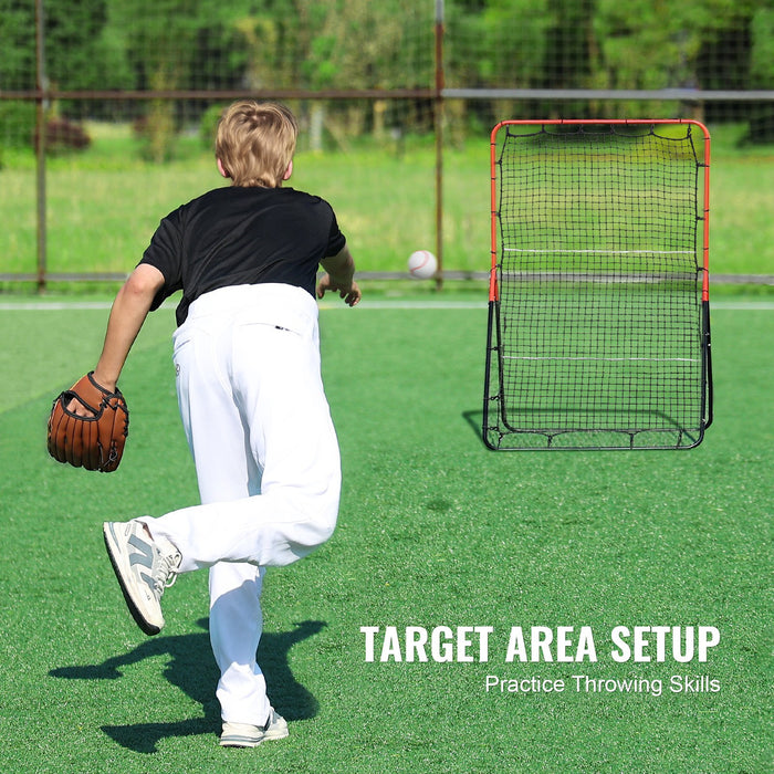 VEVOR Baseball And Softball Rebounder Net, 3 x 4.5 ft PitchBack Baseball Pitching Nest, 3-Way Baseball, Softball Pitchback Net, Fielding Trainer, Bounce Back Net for Fielding/Throwing Practice