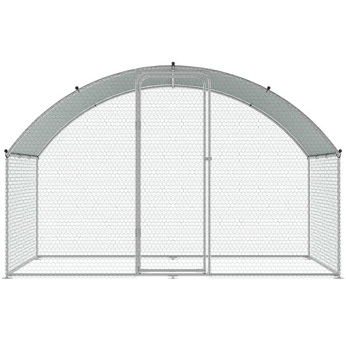 VEVOR Chicken Coop, 9.8x6.5x6.5ft Walk-in Large Metal Chicken Run for Yard with Waterproof Cover, Doom Roof Hen House with Security Lock for Outdoor and Backyard, Farm, Duck Rabbit Cage Poultry Pen