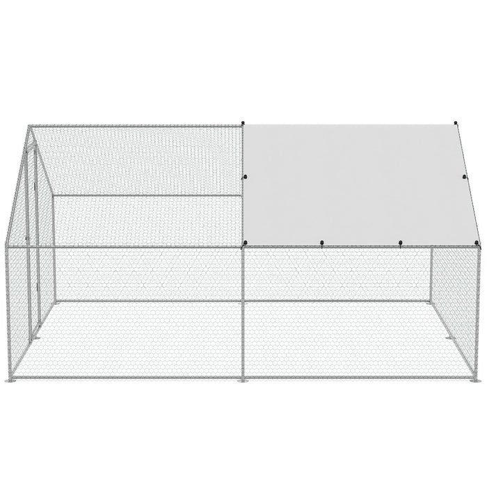 VEVOR Large Metal Chicken Coop, 3x3.93x1.99 m Walk-in Chicken Runs for Yard with Cover, Spire Roof Hen House with Security Lock for Outdoor and Backyard, Farm, Duck Rabbit Cage Poultry Pen