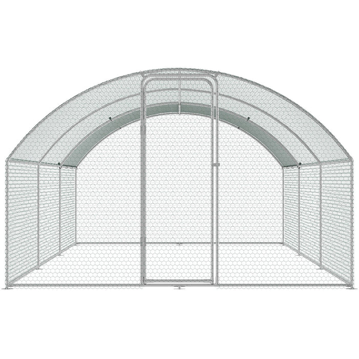 VEVOR Large Metal Chicken Coop with Run, 9.8x19.3x6.5 ft Walk-in Chicken Runs for Yard with Cover, Doom Roof Hen House with Security Lock for Outdoor and Backyard, Farm, Duck Rabbit Cage Poultry Pen