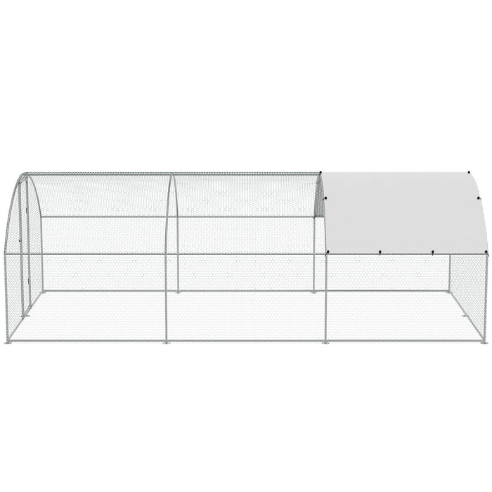 VEVOR Large Metal Chicken Coop with Run, 9.8x19.3x6.5 ft Walk-in Chicken Runs for Yard with Cover, Doom Roof Hen House with Security Lock for Outdoor and Backyard, Farm, Duck Rabbit Cage Poultry Pen