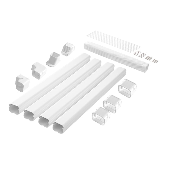 VEVOR Mini Split Line Set Cover 76.2mm W 4830mm L, PVC Decorative Pipe Line Cover For Air Conditioner with 4 Straight Ducts & Full Components Easy to Install, Paintable for Heat Pumps, White