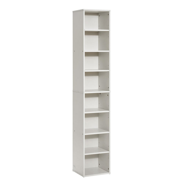 VEVOR 8-Tier Narrow Bookshelf 180cm Wooden Open Bookcase Adjustable Shelf White