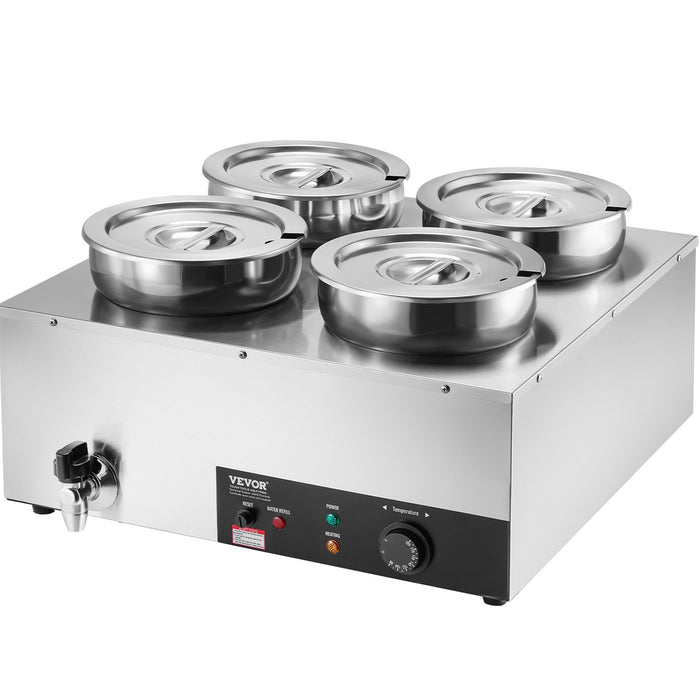 VEVOR Commercial Soup Warmer Soup Station with 4*7.4Qt Pot Soup Kettle Warmer
