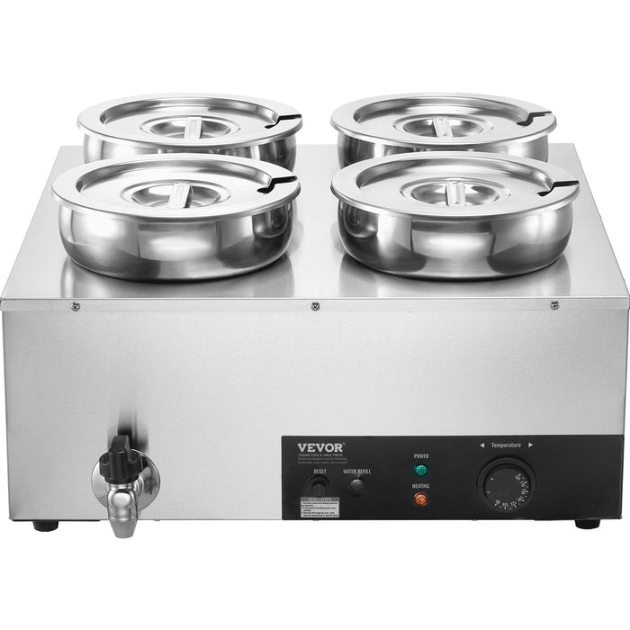 VEVOR Commercial Soup Warmer Soup Station with 4*7.4Qt Pot Soup Kettle Warmer