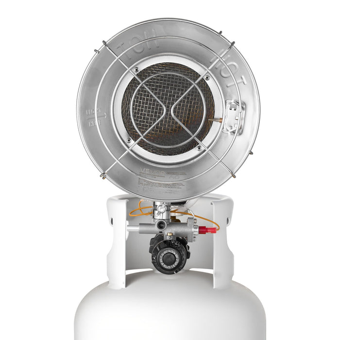 VEVOR Propane Tank Top Heater with Portable Trolley, 15000 BTU Rapid Heating 180-Degree Infrared Radiant Tank Top Gas Heater for 9-18kg Propane Tanks, for Ice Fishing/ Hunting/Outdoor Single Burner