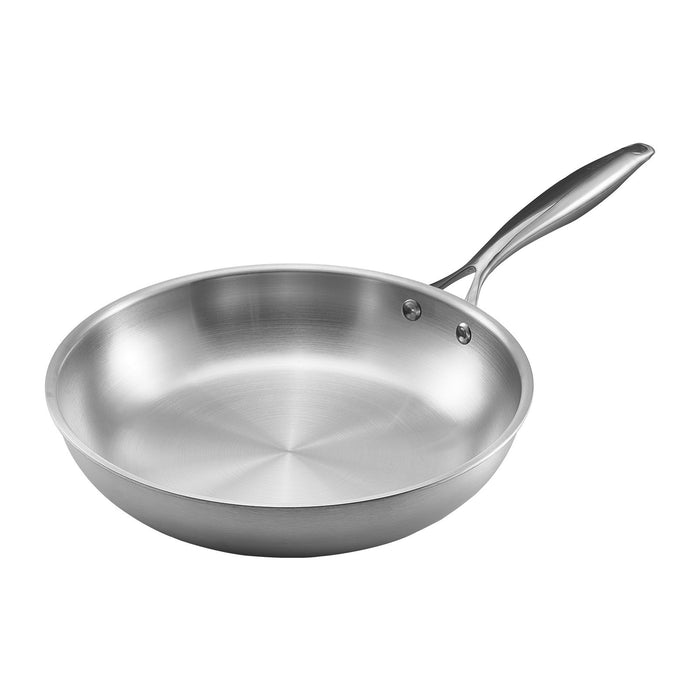 VEVOR Tri-Ply Stainless Steel Frying Pan, 3 Piece (240, 280, 320 mm), Cooking Skillet with Heat-Resistant Handle, Chef's Kitchen Cookware, Oven, Gas, Electric, Induction, Dishwasher Compatible, Silver