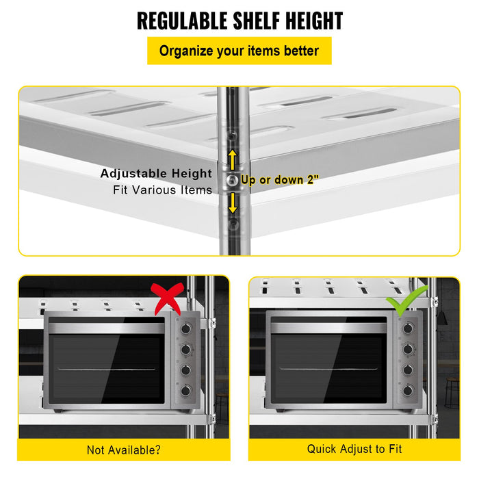 VEVOR Garage Shelf Heavy Duty Shelving 4-Tier 150x45x155cm Stainless Steel
