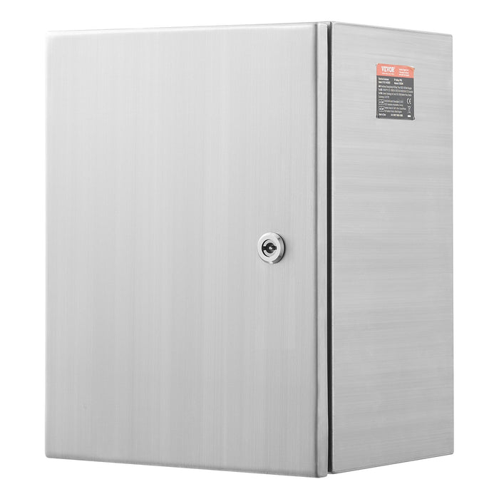VEVOR Steel Electrical Box, 50x40x20 cm, 304 Stainless Steel Electrical Enclosure Box, Wall-Mounted Outdoor Electrical Electronic Equipment Enclosure with Mounting Plate Hinges Lock, IP66 Waterproof
