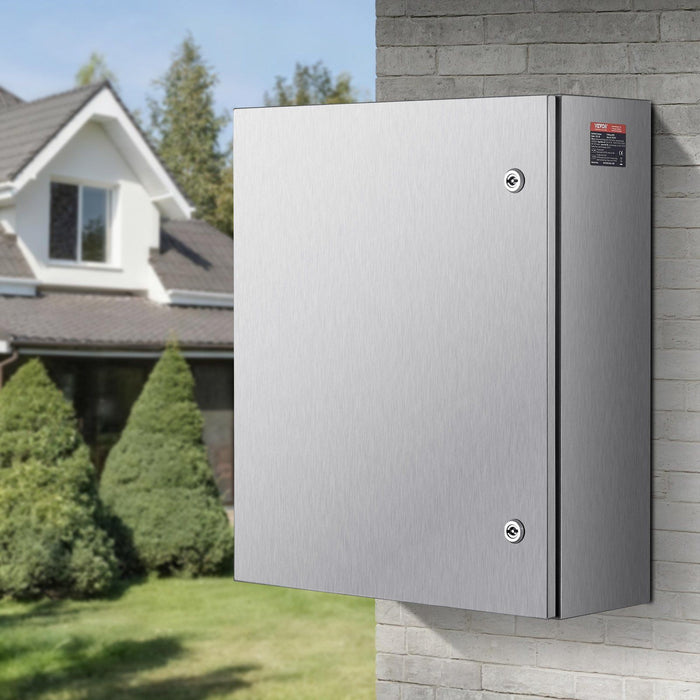 Steel Electrical Box, 60x50x20 cm, 304 Stainless Steel Electrical Enclosure Box, Wall-Mounted Outdoor Electrical Electronic Equipment Enclosure with Mounting Plate Hinges Lock, IP66 Waterproof