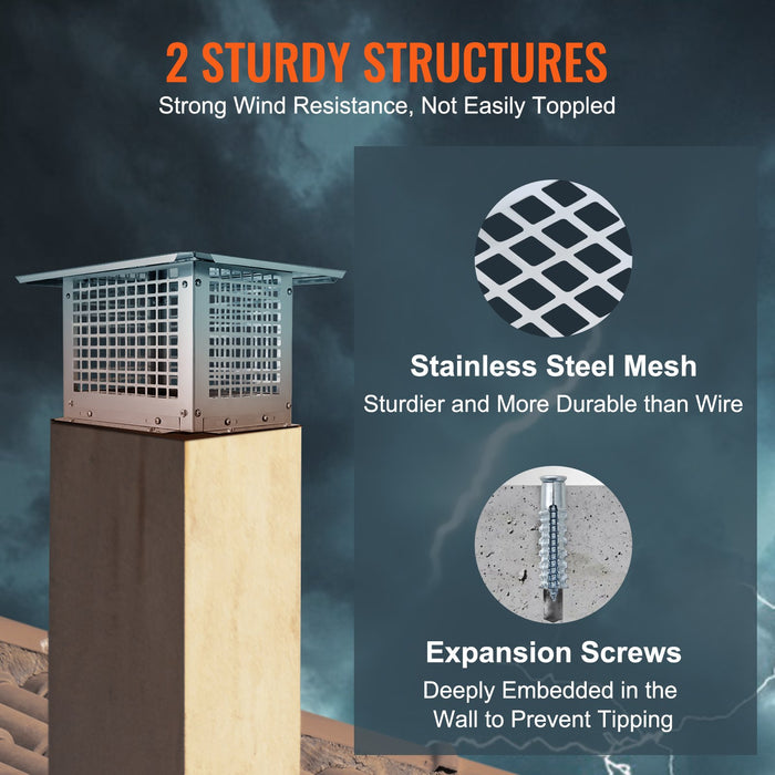 VEVOR Chimney Cap 13â€?x 9â€?304Stainless Steel Fireplace Flue Caps Cover Mesh