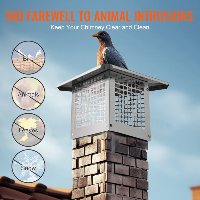 VEVOR Chimney Cap 13â€?x 9â€?304Stainless Steel Fireplace Flue Caps Cover Mesh