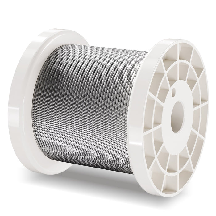 VEVOR Wire Rope Kit, 1.59 mm 100.6 m 304 Stainless Steel Cable with 80 Sleeves and 20 Thimbles, 2KN Breaking Strength, 7 x 7 Strands Marine Aircraft Grade for Handrail Stair Decking Fence Outdoors