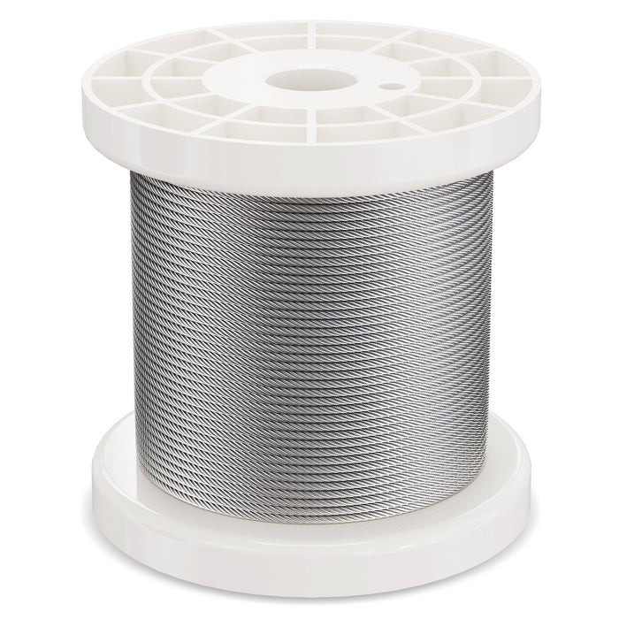 VEVOR Wire Rope Kit, 1.59 mm 100.6 m 304 Stainless Steel Cable with 80 Sleeves and 20 Thimbles, 2KN Breaking Strength, 7 x 7 Strands Marine Aircraft Grade for Handrail Stair Decking Fence Outdoors