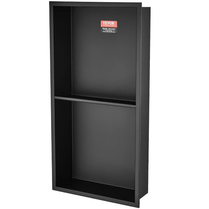 VEVOR 33.02 x 63.5 cm No Tile Shower Niche 304 Stainless Steel, Wall-Inserted Niche Recessed Double Shelves, Sealed Waterproof Rust-Resistant Modern Niche for Shower or Soap Storage Bathroom