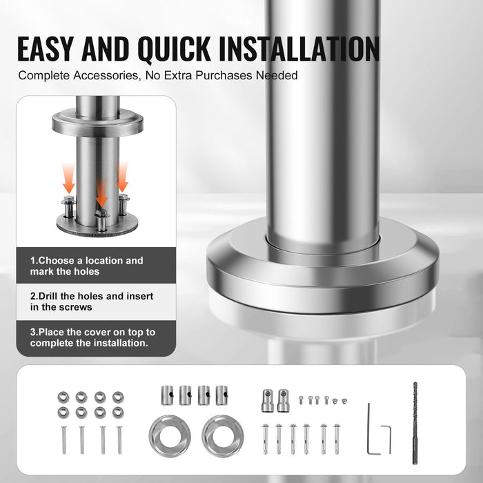 VEVOR 39.4in Handrails for Outdoor Steps 2 Crossbars Staircase for Porch Deck