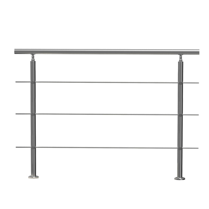 VEVOR Handrails for Outdoor Steps, 59 in Length 3 Crossbars Stair Hand Rail Kit, Transitional Stainless Steel Railings w/ Installation Kit, Double-column Staircase Handrails for Seniors,Porch & Deck